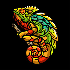 Obraz premium Hand drawing of Chameleon zentangle arts mascot. vector illustration 