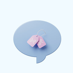 3d illustration chat bubble with discount tag