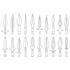 vector monochrome icon set with ancient spearhead for your project