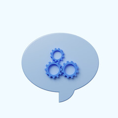 3d illustration chat bubble with gear icon