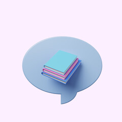 3d illustration chat bubble with book
