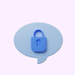 3d illustration chat bubble with padlock