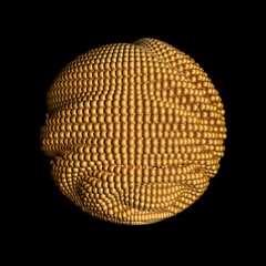 Abstract golden sphere in balls. Abstract figure and background.