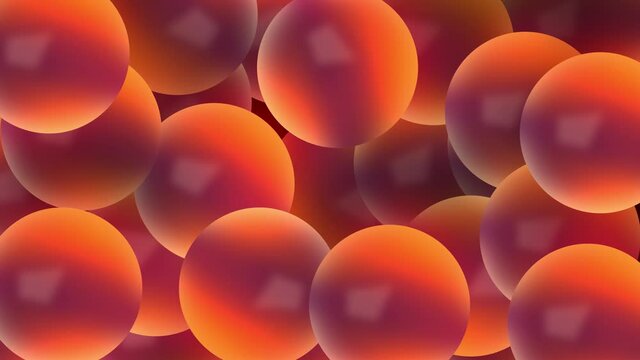 3d  abstract geometric background with orange balls . Orange three-dimensional balls. 4k seamless looped animation