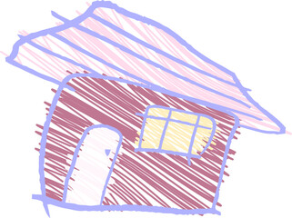子供が描いた家のかわいい落書き お家 一軒家