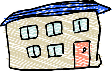 子供が描いた家のかわいい落書き お家 一軒家