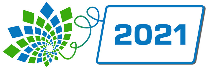 Year 2021 Green Blue Squares Floral Box Line 