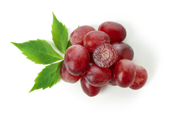 Red ripe grape isolated on white background