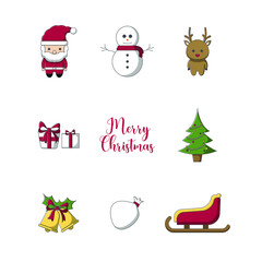 a set of christmas vector illustration, merry christmas and happy new year