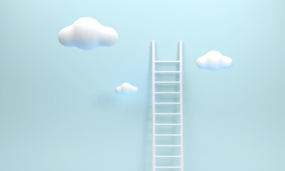 Stairs and clouds represent effort. success at work