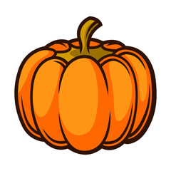 Illustration of fresh ripe pumpkin. Autumn harvest of vegetables. Food item for farms, markets and shops.
