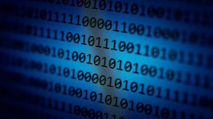 Abstract background of digital binary code of DEFI software. Crypto Programming software code on computer screen which develop by the programmer to solve the business requirement.