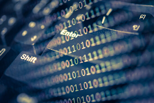 Abstract background of digital binary code of DEFI software. Crypto Programming software code on computer screen which develop by the programmer to solve the business requirement.	
