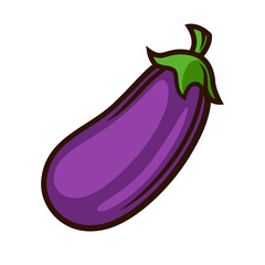 Illustration of fresh ripe eggplant. Autumn harvest of vegetables. Food item for farms, markets and shops.