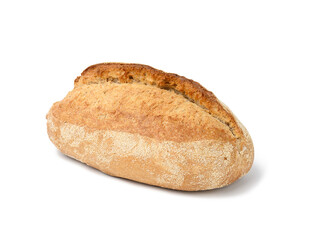 oblong baked bread made from white wheat flour on a white plate