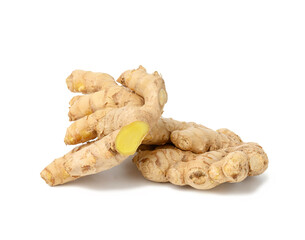 fresh ginger root isolated on white background