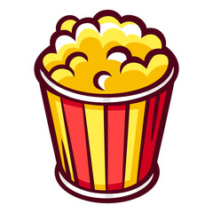 Illustration of popcorn. Food item for bars, restaurants and shops.