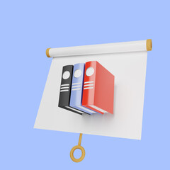 3d illustration of simple object presentation board slightly tilted view with folder office