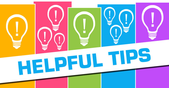 a colorful graphic of a light bulb and a light bulb - Helpful Tips Colorful Vertical Boxes Bulbs