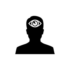Man with third eye icon isolated on white background