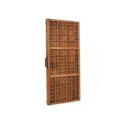 Vintage wood typesetter case on white background