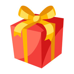 Illustration of gift box. Holiday icon in cartoon style.
