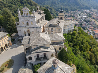 Fototapeta na wymiar Drone view at the sacred mount of Varallo in Italy