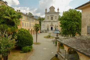 Sacro Monte of Varallo, holy mountain, is a famous pilgrimage site on Italy. - obrazy, fototapety, plakaty