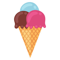 Illustration of ice cream cone. Food item for bars, restaurants and shops.