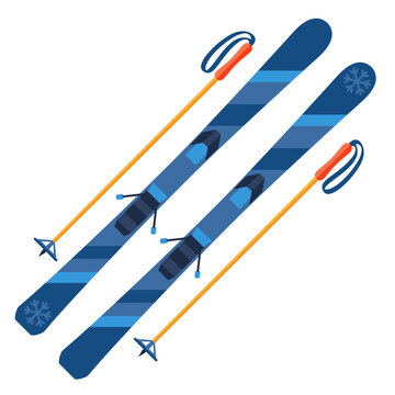 Illustration of skis. Winter sports equipment. Image for advertising.