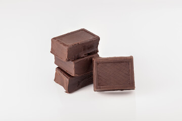 chocolate pieces on white