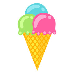 Illustration of ice cream cone. Food item for bars, restaurants and shops.