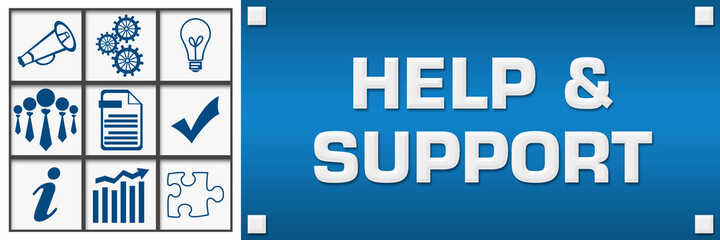 Help And Support Business Symbols Grid Left 