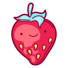Illustration of strawberry in cartoon style. Cute funny character.