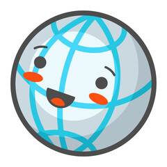 Illustration of globe in cartoon style. Cute funny character.