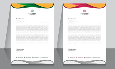 Letterhead format template, business style letterhead design template. Company letterhead template designs. A4 size template