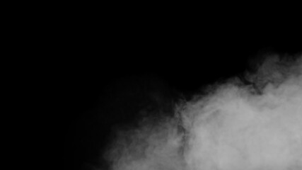 White smoke or fog isolated on black background.