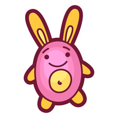 Illustration of hare in cartoon style. Cute funny character.