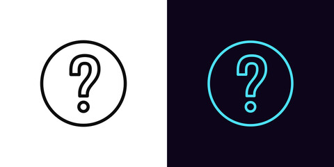 Outline question mark icon, with editable stroke. Linear question sign, query pictogram