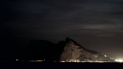 Gibraltar rock at night
