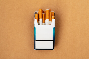 Pack of cigarettes with cigarettes sticking out