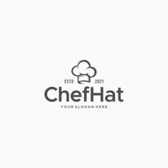 flat ChefHat cooking headgear toque Logo design - obrazy, fototapety, plakaty
