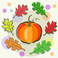 pumpkin and autumn leaves