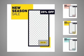 New set of editable minimal banner templates. Suitable for social media posts and web or internet ads. Vector illustration with photo college.