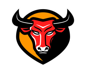 Bull head logo. Buffalo mascot vector illustration
