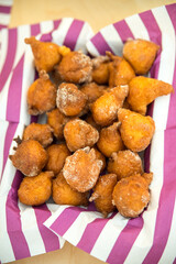 Plate of Fresh Homemade Fried Donuts top view