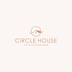 minimal CIRCLE HOUSE home roof Logo design