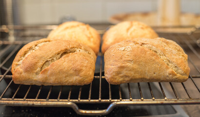 fresh baked rolls on the grid