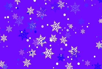 Light Pink, Blue vector background with beautiful snowflakes.