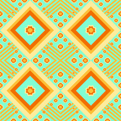 Vector illustration, pastel blue, tiled pattern,with flowers,seamless.